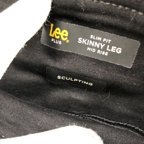 NWT Lee Sculpting Skinny Leg Jeans Womens 20W Black Pull On Mid Rise Slim - Picture 11 of 12
